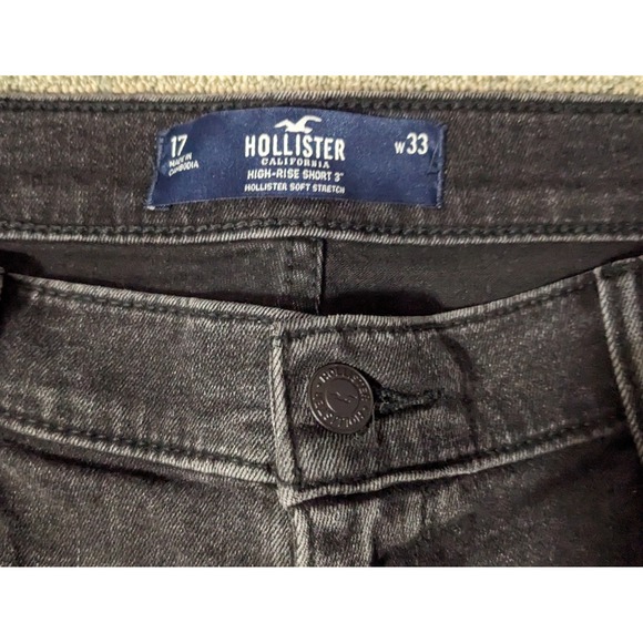Hollister Women's Size 17 Black Denim High‎ Rise Short 3" Soft Stretch 33 Shorts - Picture 2 of 3